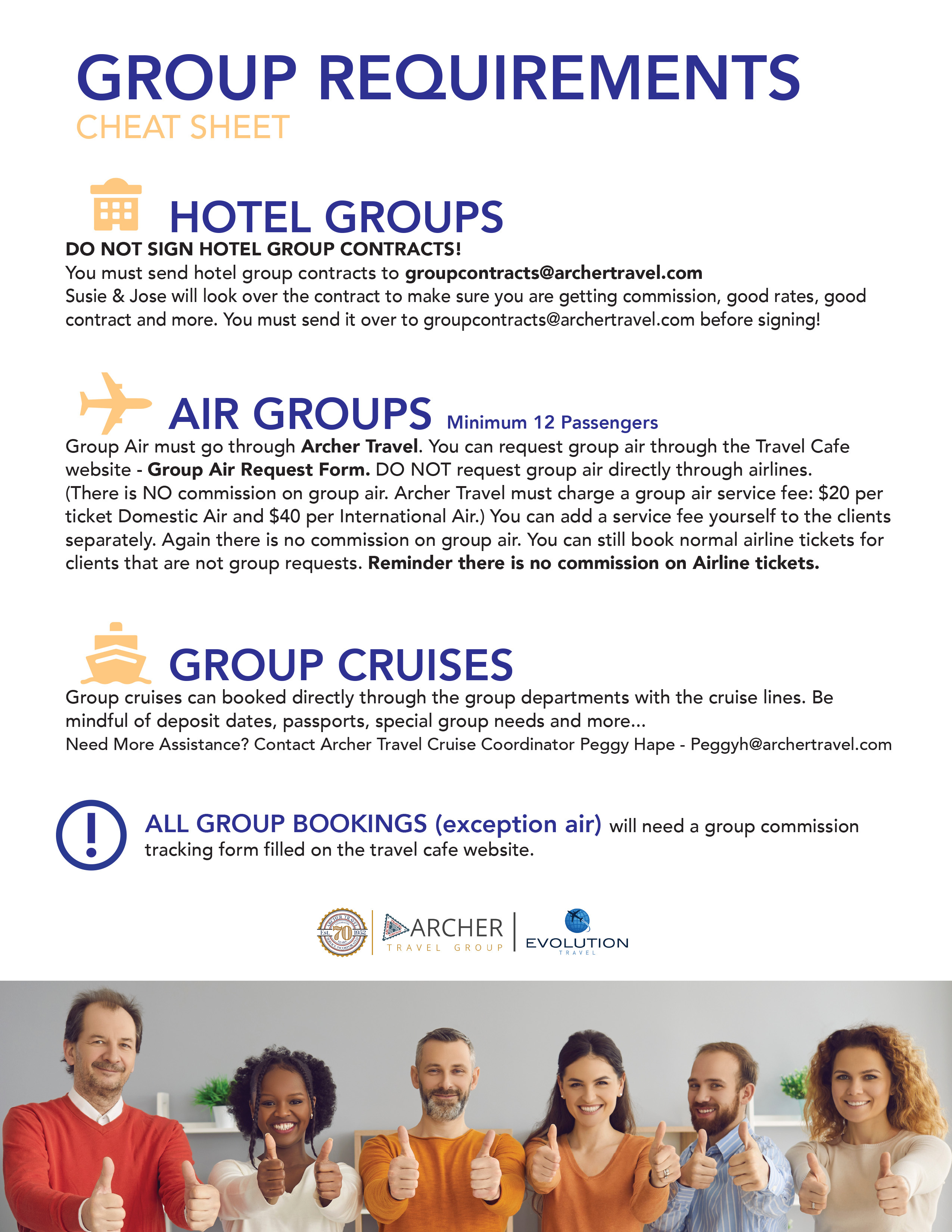 Group Bookings Requirements: Cheat Sheet