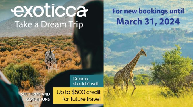 Exoticca $500 Future Travel Credit , Ends March 31